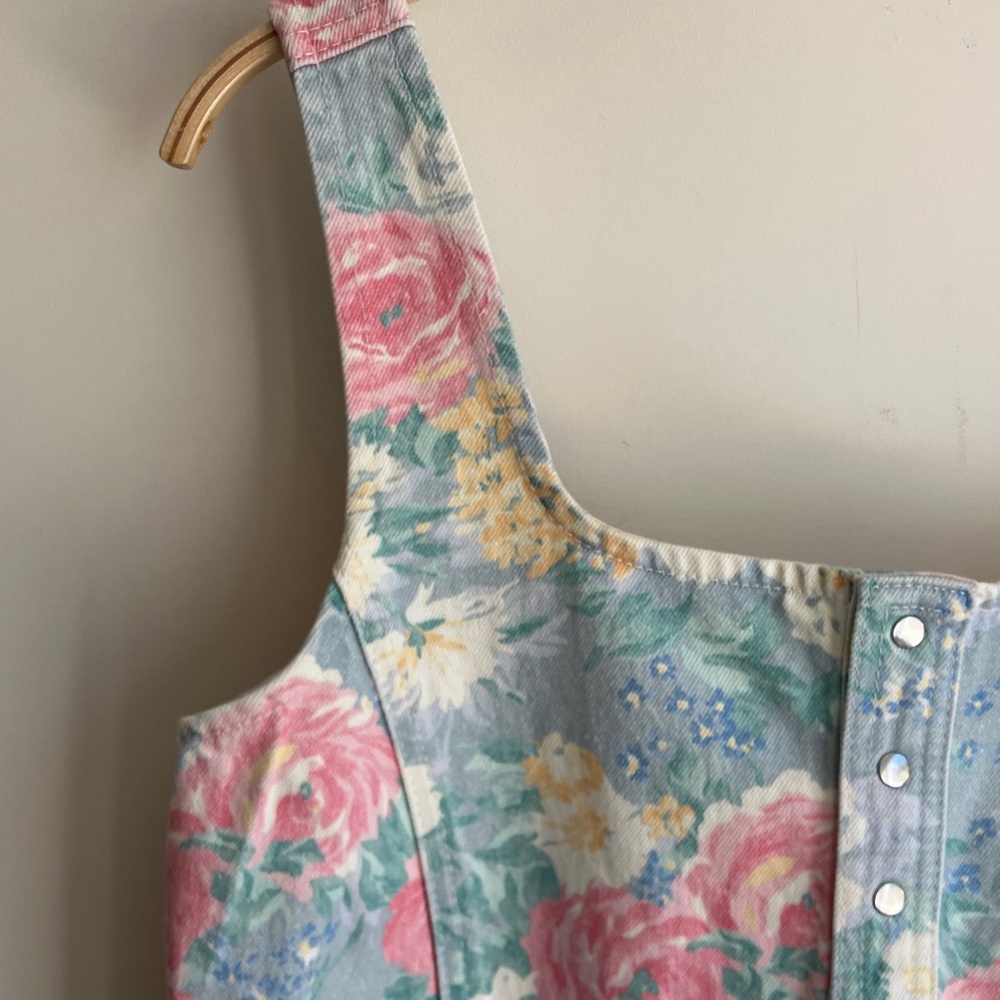 SÉZANE ADRIA Floral Sleeveless Dress w/ Pockets Cotton Denim Past Season Size 4 - Picture 3 of 9